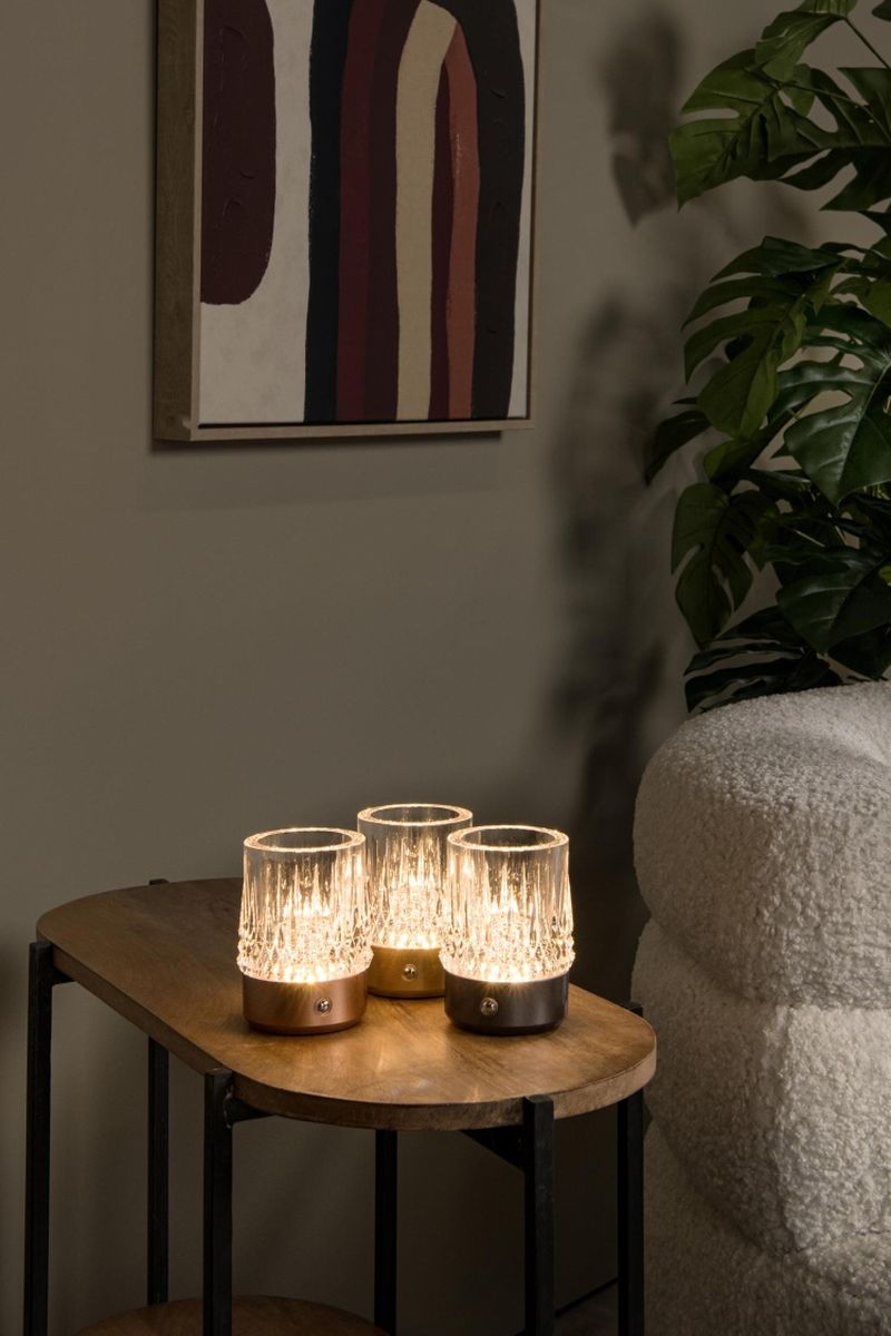 Lucide LILI - Nabíjacia stolová lampa - Batéria/batérie - Ø 8 cm - LED Rozm. - 1x3W 2700K/3000K - Meď - Sada 3 ks